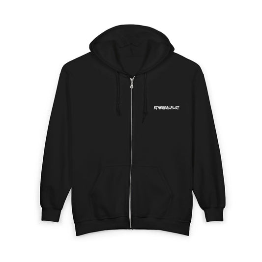 black full zip hoodie oversized minimalist — EtherealPlot