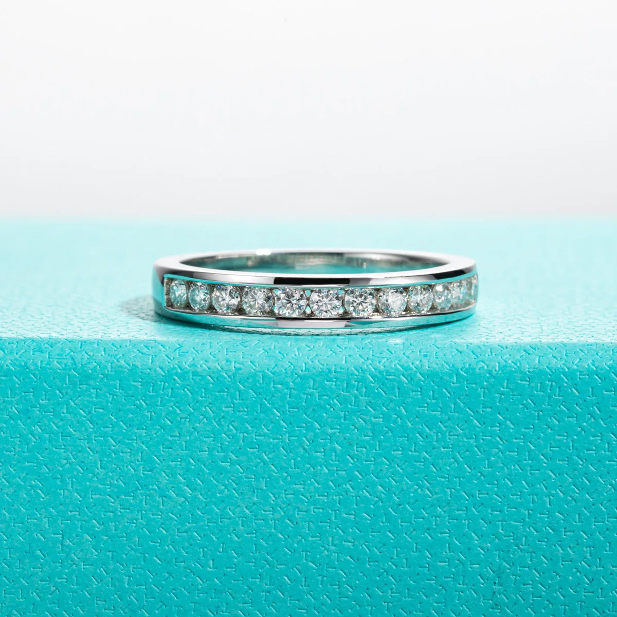 2mm D Color VVS1 Moissanite Eternity Band - 925 Sterling Silver 18K Gold Plated Stackable Wedding Ring