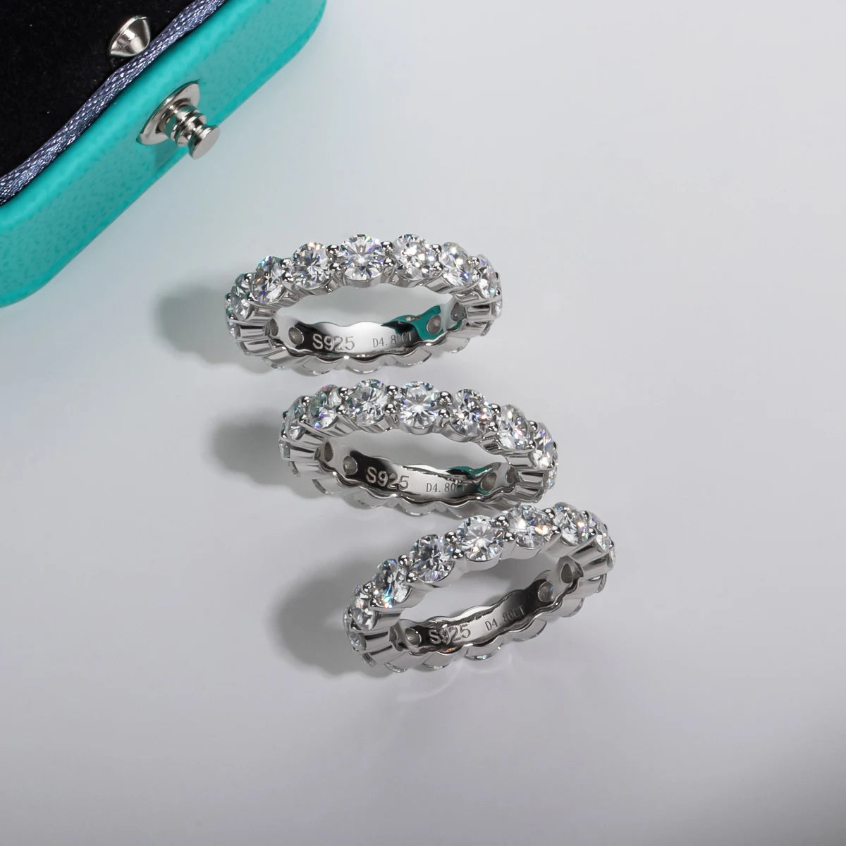 2mm D Color VVS1 Moissanite Eternity Band - 925 Sterling Silver 18K Gold Plated Stackable Wedding Ring